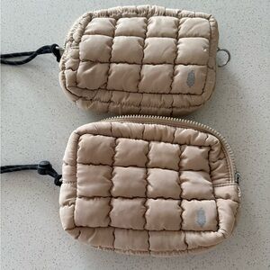 Free People Quilted Beige Pouch Set